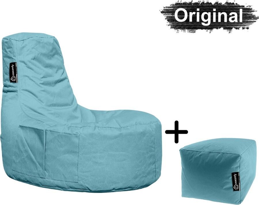 Casacomfy – Gamer Original – Zitzak met Voetenbankje – Turquoise – Waterbestendig - Foto 2