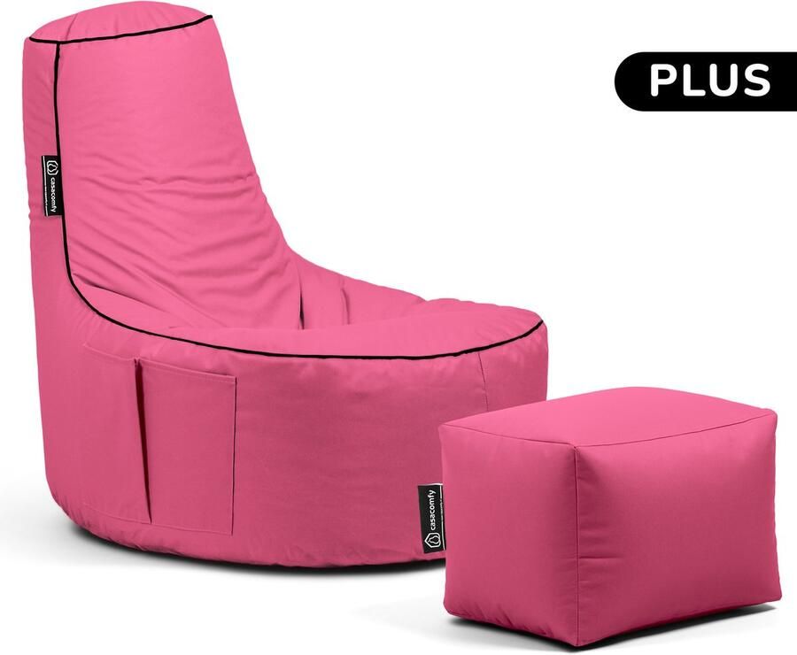 Casacomfy Zitzak Stoel Binnenshuis Buitenshuis Waterbestendig Zitzak met Ontwerp+voetbankje Volwassenen & Kinderen Gamer Plus+ Collection Roze