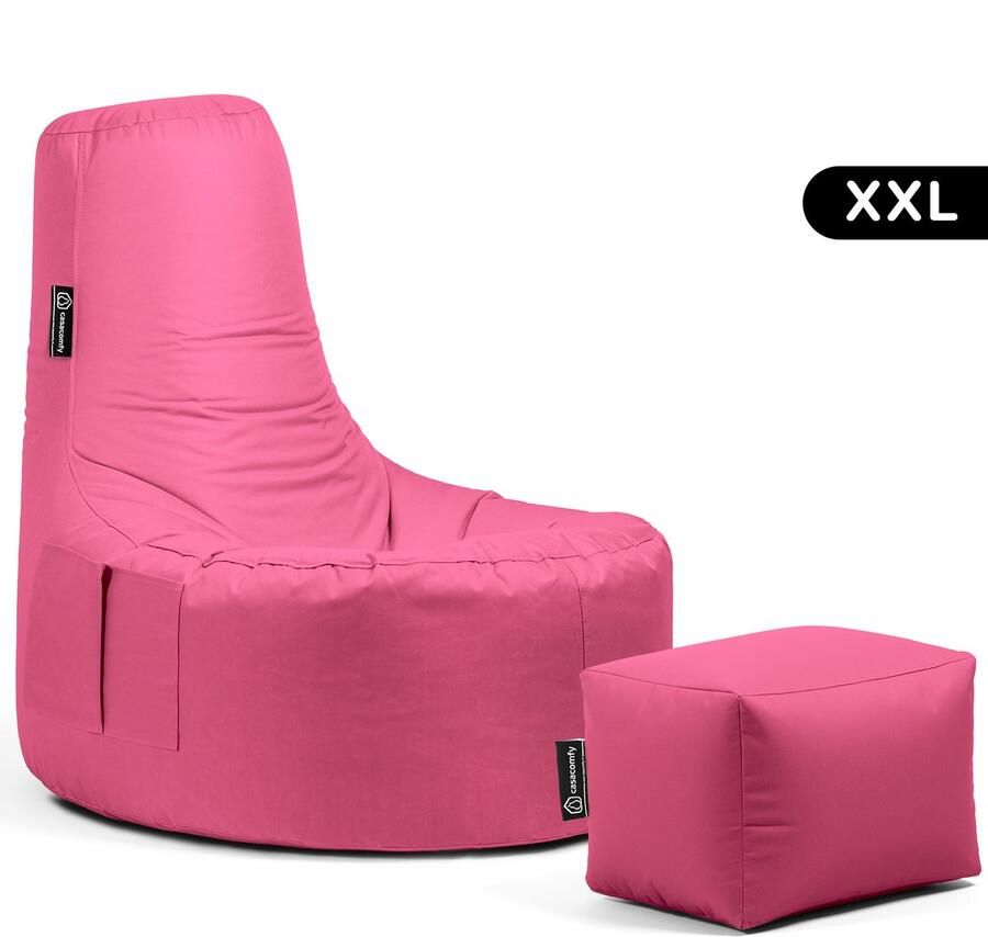 Casacomfy Gamer XXL Zitzak Stoel Binnenshuis Buitenshuis Waterbestendig Zitzak met Ontwerp+voetbankje Roze Volwassenen & Kinderen