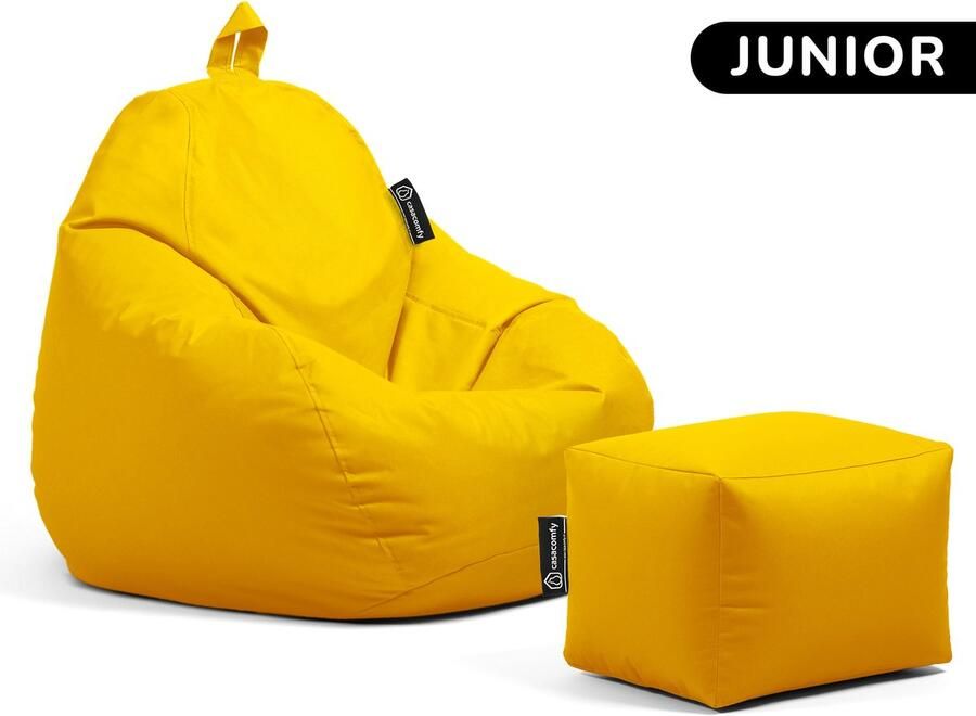 Casacomfy Zitzak Pear Junior Zitzak Stoel Binnenshuis Buitenshuis Waterbestendig Zitzak met Ontwerp+voetbankje Geel Volwassenen & Kinderen