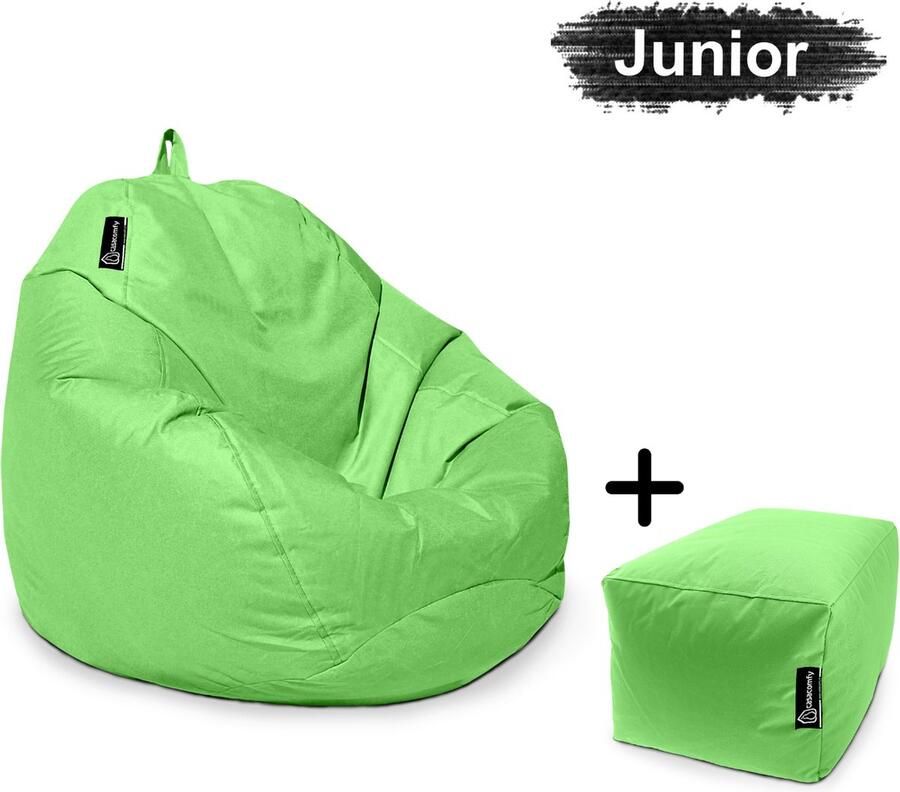 Casacomfy Zitzak Pear Junior Zitzak Stoel Binnenshuis Buitenshuis Waterbestendig Zitzak met Ontwerp+voetbankje Lime & Kinderen - Foto 2