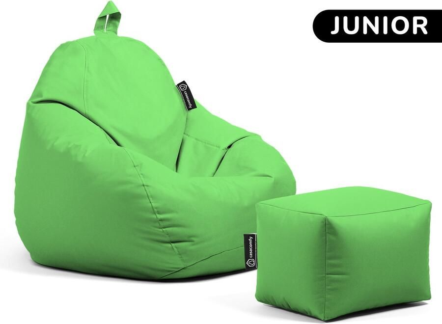 Casacomfy Zitzak Pear Junior Zitzak Stoel Binnenshuis Buitenshuis Waterbestendig Zitzak met Ontwerp+voetbankje Lime & Kinderen