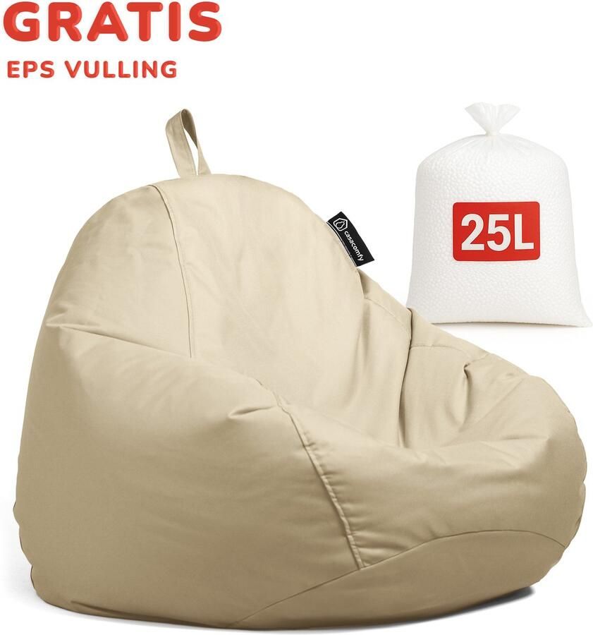 Casacomfy Complete Zitzak+(Gratis EPS 25 LT) Volwassenen & Kinderen Pear Original Beige Binnen & Buiten Zitzak Waterafstotend Comfortabel Duurzaam Vulling Originele EPS - Foto 2