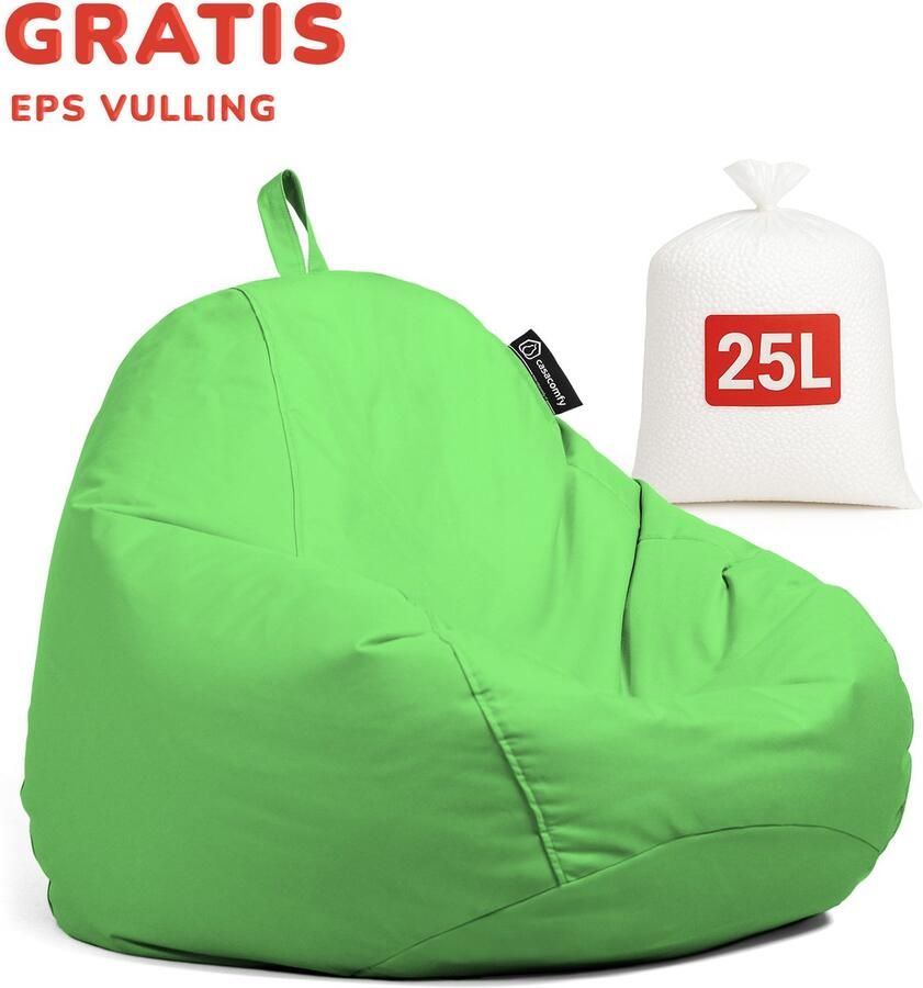 Casacomfy Complete Zitzak+(Gratis EPS 25 LT) Volwassenen & Kinderen Pear Original Lime Binnen & Buiten Zitzak Waterafstotend Comfortabel Duurzaam Vulling Originele EPS