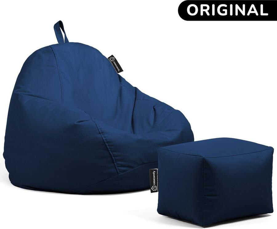 Casacomfy Pear Original Zitzak Stoel Binnenshuis Buitenshuis Waterbestendig Zitzak met Ontwerp+voetbankje Donker Blauw Volwassenen & Kinderen - Foto 2