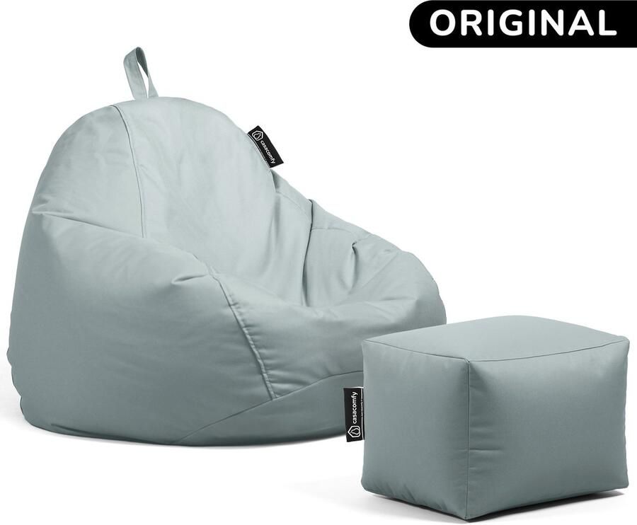 Casacomfy Pear Original Zitzak Stoel Binnenshuis Buitenshuis Waterbestendig Zitzak met Ontwerp+voetbankje Grijs Volwassenen & Kinderen - Foto 2