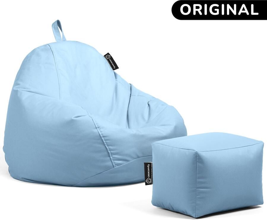 Casacomfy – Pear Original – Zitzak met Voetenbankje – Lichtblauwe – Waterbestendig