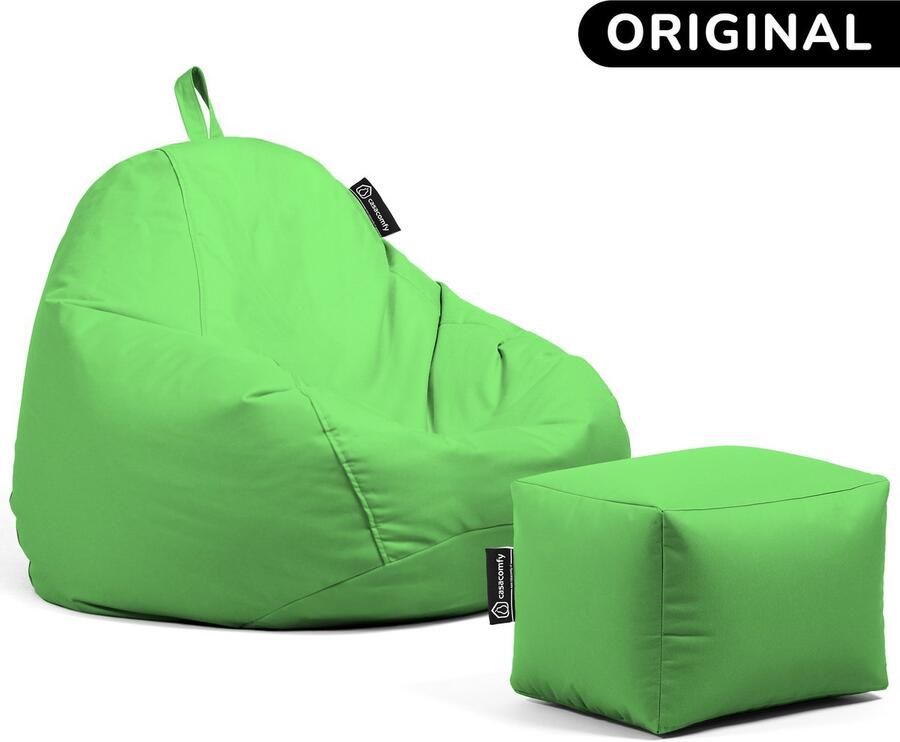 Casacomfy Pear Original Zitzak Stoel Binnenshuis Buitenshuis Waterbestendig Zitzak met Ontwerp+voetbankje Lime Volwassenen & Kinderen
