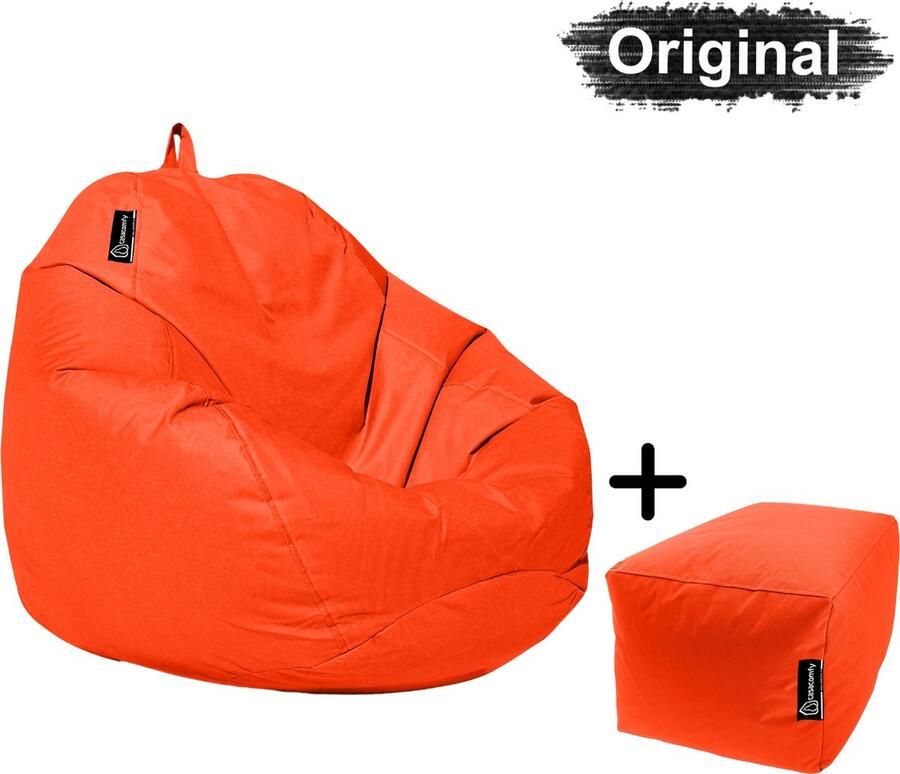Casacomfy Pear Original Zitzak Stoel Binnenshuis Buitenshuis Waterbestendig Zitzak met Ontwerp+voetbankje Oranje Volwassenen & Kinderen - Foto 2