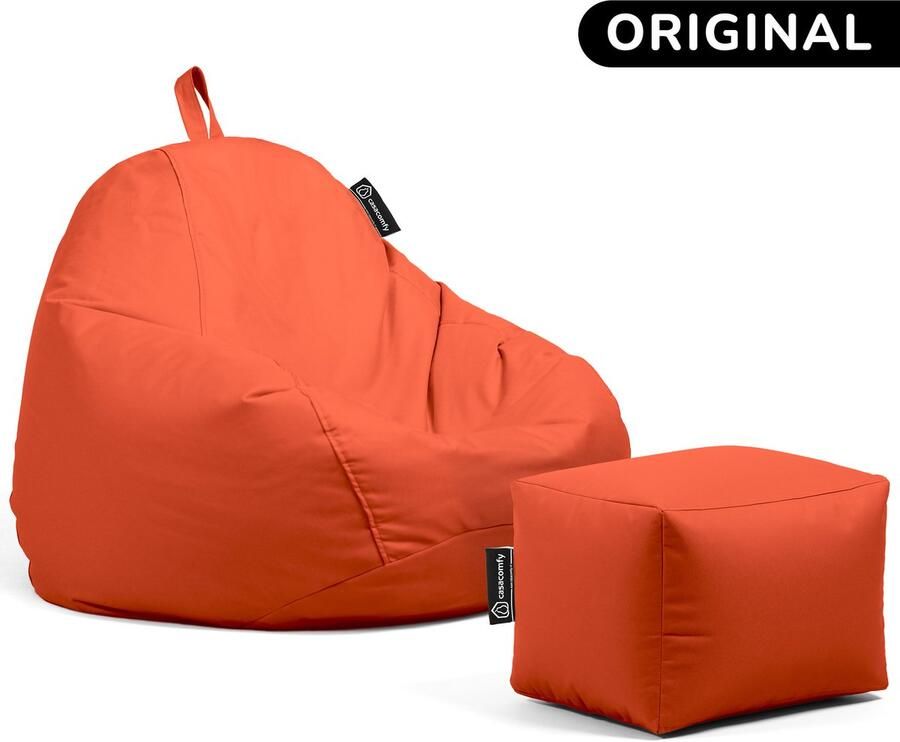 Casacomfy Pear Original Zitzak Stoel Binnenshuis Buitenshuis Waterbestendig Zitzak met Ontwerp+voetbankje Oranje Volwassenen & Kinderen