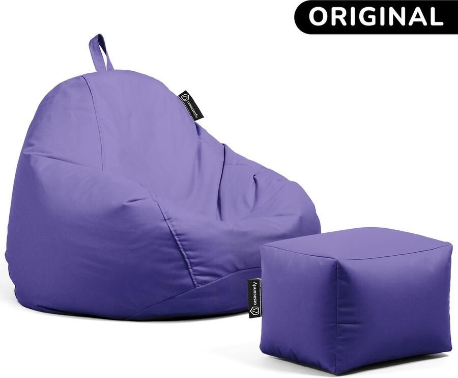 Casacomfy Pear Original Zitzak Stoel Binnenshuis Buitenshuis Waterbestendig Zitzak met Ontwerp+voetbankje Paars Volwassenen & Kinderen