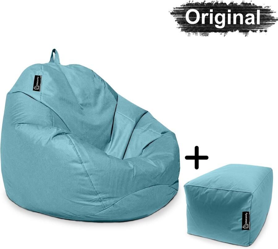 Casacomfy Pear Original Zitzak Stoel Binnenshuis Buitenshuis Waterbestendig Zitzak met Ontwerp+voetbankje Turquoise Volwassenen & Kinderen - Foto 2