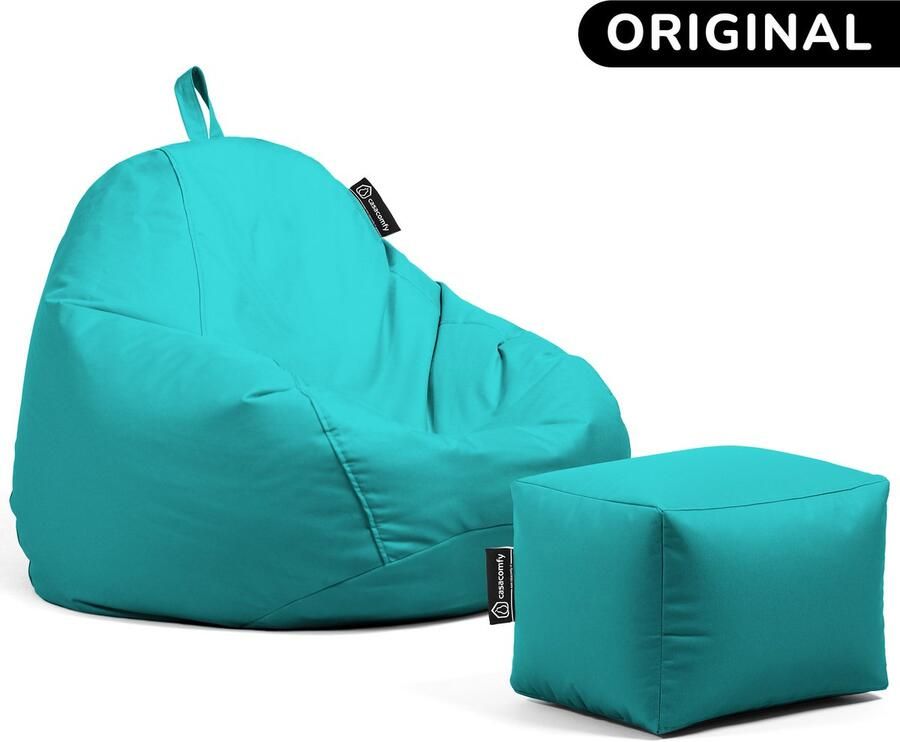 Casacomfy Pear Original Zitzak Stoel Binnenshuis Buitenshuis Waterbestendig Zitzak met Ontwerp+voetbankje Turquoise Volwassenen & Kinderen