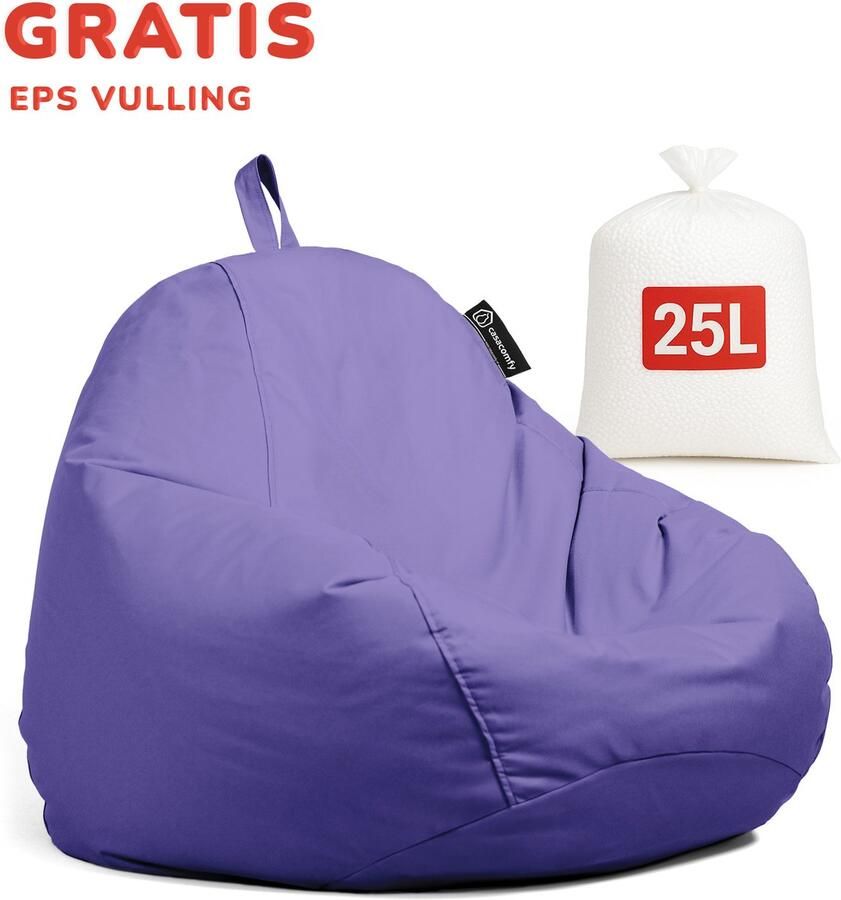 Casacomfy Complete Zitzak+(Gratis EPS 25 LT) Volwassenen & Kinderen Pear Original Paars Binnen & Buiten Zitzak Waterafstotend Comfortabel Duurzaam Vulling Originele EPS
