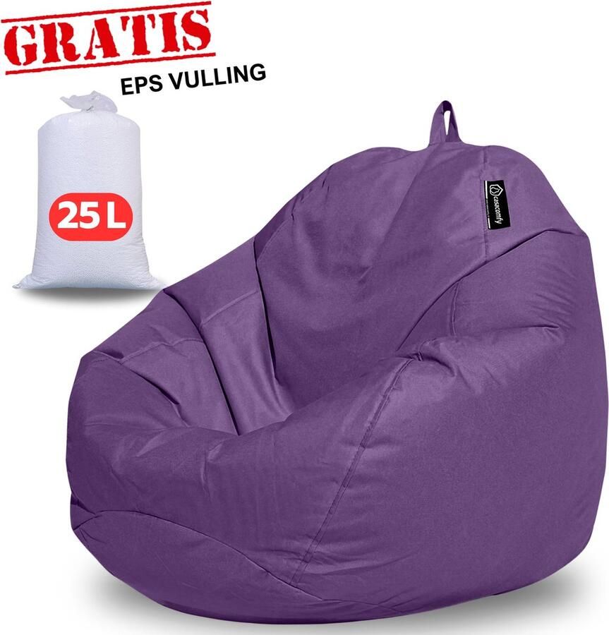 Casacomfy Complete Zitzak+(Gratis EPS 25 LT) Volwassenen & Kinderen Pear Original Paars Binnen & Buiten Zitzak Waterafstotend Comfortabel Duurzaam Vulling Originele EPS - Foto 2