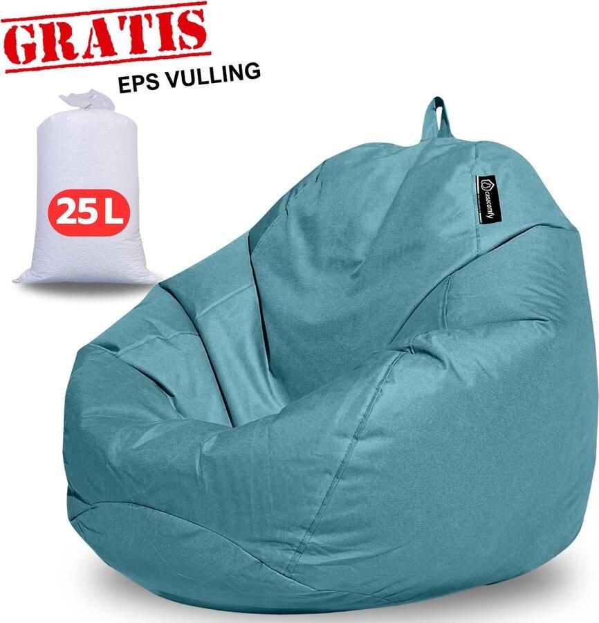 Casacomfy Complete Zitzak+(Gratis EPS 25 LT) Volwassenen & Kinderen Pear Original Turquoise- Binnen & Buiten Zitzak Waterafstotend Comfortabel Duurzaam Vulling Originele EPS - Foto 2