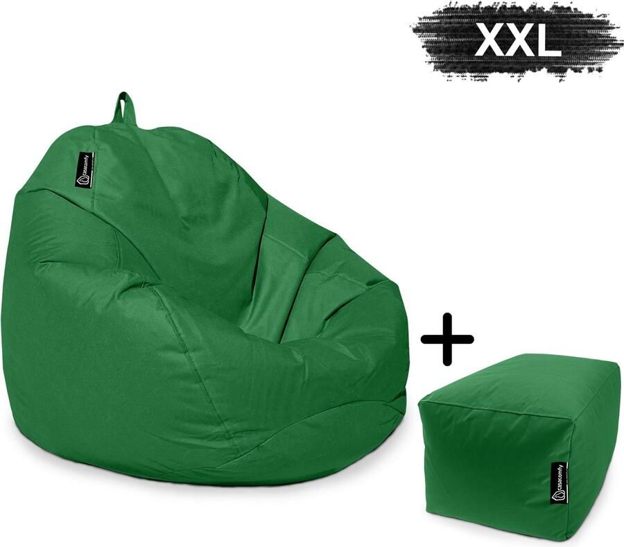 Casacomfy Zitzak Pear XXL Zitzak Stoel Binnenshuis Buitenshuis Waterbestendig Zitzak met Ontwerp+voetbankje Groen Volwassenen & Kinderen - Foto 2