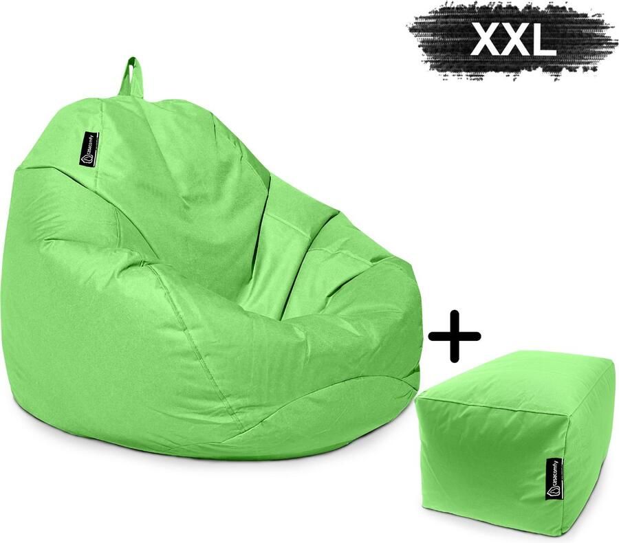 Casacomfy Zitzak Pear XXL Zitzak Stoel Binnenshuis Buitenshuis Waterbestendig Zitzak met Ontwerp+voetbankje Lime Volwassenen & Kinderen - Foto 2