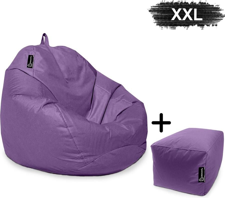 Casacomfy Zitzak Pear XXL Zitzak Stoel Binnenshuis Buitenshuis Waterbestendig Zitzak met Ontwerp+voetbankje Paars Volwassenen & Kinderen - Foto 2