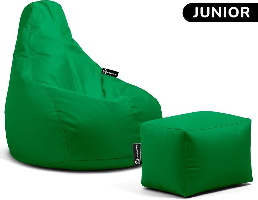 Casacomfy – Premium Junior – Complete Zitzak met Voetenbankje – Groen – Waterbestendig – Kinder Zitzak