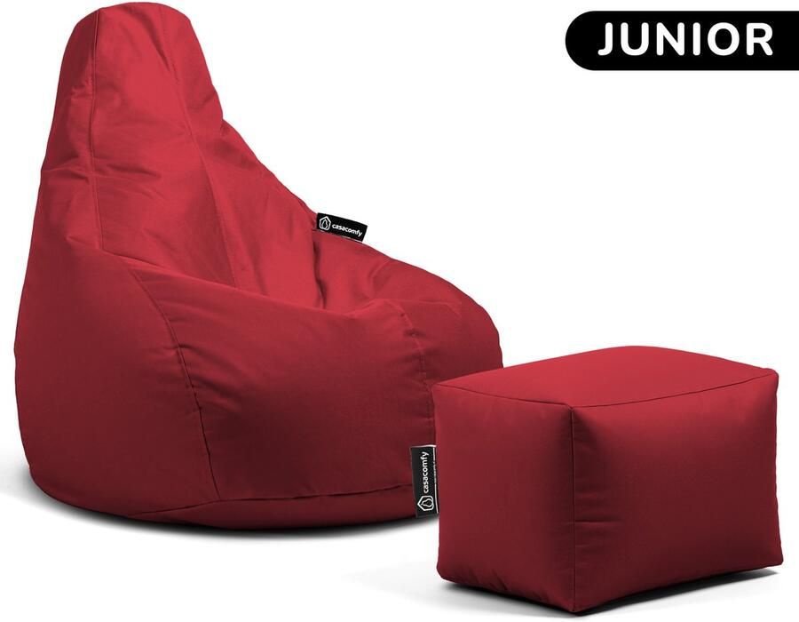 Casacomfy – Premium Junior – Complete Zitzak met Voetenbankje – Rood – Waterbestendig – Kinder Zitzak