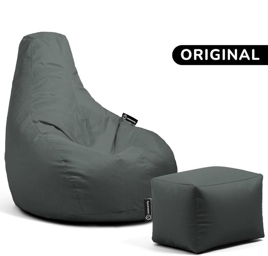Casacomfy – Premium Original – Complete Zitzak met Voetenbankje – Antraciet – Waterbestendig – Volwassenen & Kinderen