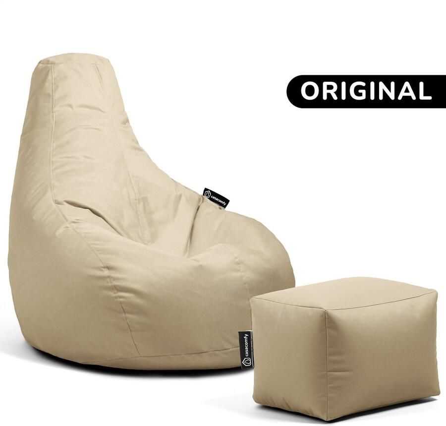 Casacomfy – Premium Original – Complete Zitzak met Voetenbankje – Beige – Waterbestendig – Volwassenen & Kinderen