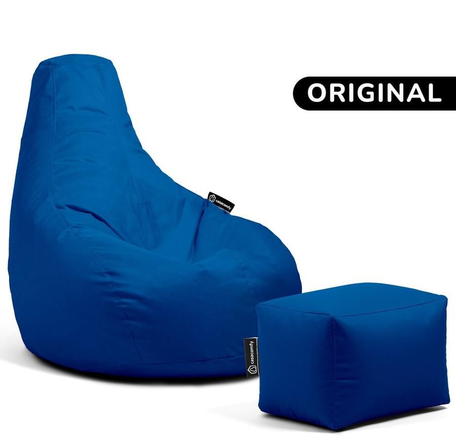 Casacomfy – Premium Original – Complete Zitzak met Voetenbankje – Blauw – Waterbestendig – Volwassenen & Kinderen