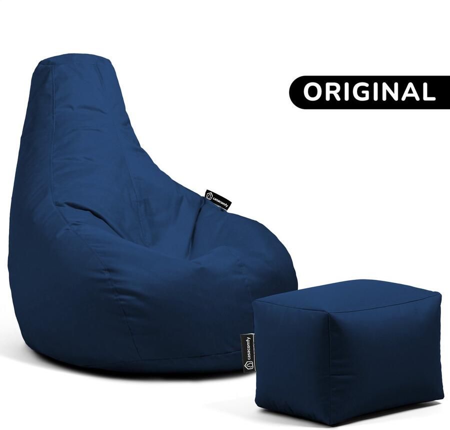 Casacomfy – Premium Original – Complete Zitzak met Voetenbankje – Donker Blauw – Waterbestendig – Volwassenen & Kinderen