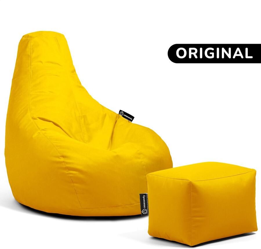 Casacomfy – Premium Original – Complete Zitzak met Voetenbankje – Geel – Waterbestendig – Volwassenen & Kinderen