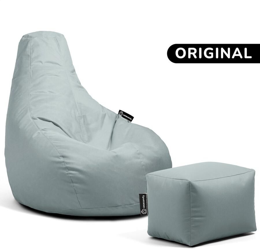 Casacomfy – Premium Original – Complete Zitzak met Voetenbankje – Grijs – Waterbestendig – Volwassenen & Kinderen
