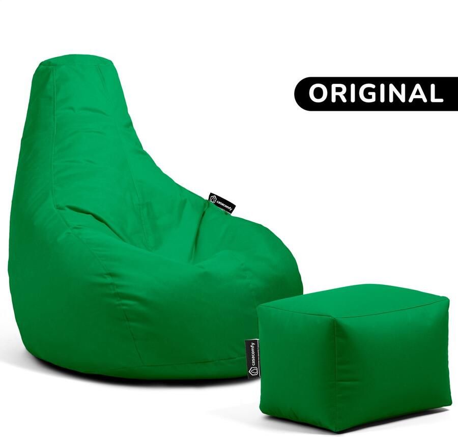 Casacomfy – Premium Original – Complete Zitzak met Voetenbankje – Groen – Waterbestendig – Volwassenen & Kinderen