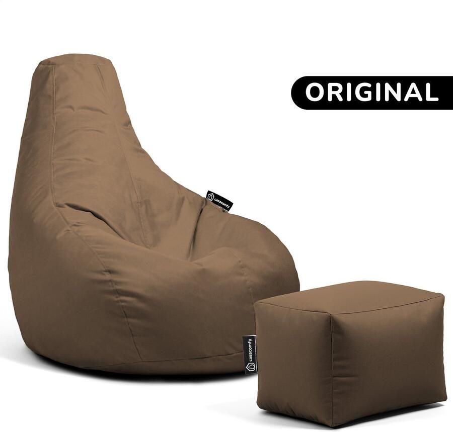 Casacomfy – Premium Original – Complete Zitzak met Voetenbankje – Mokka Bruin – Waterbestendig – Volwassenen & Kinderen