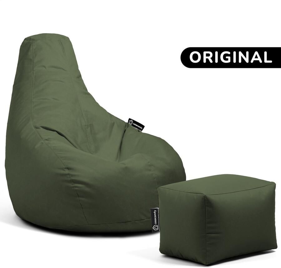 Casacomfy – Premium Original – Complete Zitzak met Voetenbankje – Olijf Groen – Waterbestendig – Volwassenen & Kinderen
