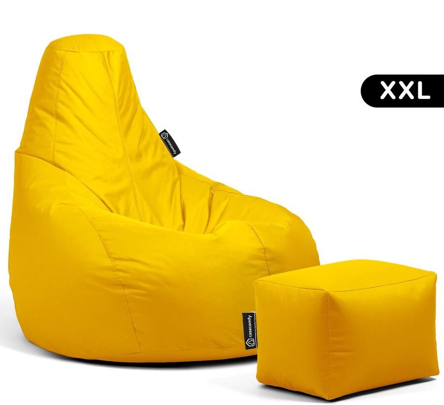 Casacomfy – Premium XXL – Complete Zitzak met Voetenbankje – Geel – Waterbestendig – Volwassenen