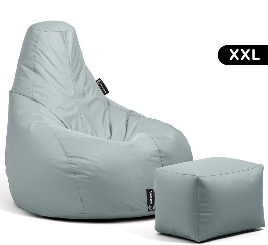 Casacomfy – Premium XXL – Complete Zitzak met Voetenbankje – Grijs – Waterbestendig – Volwassenen