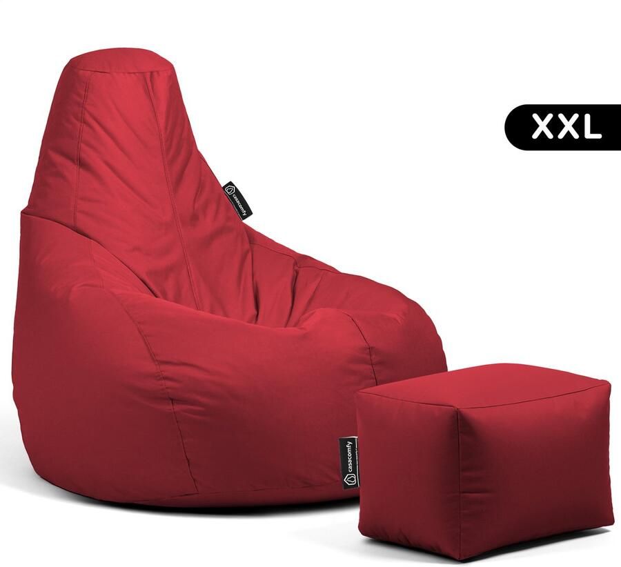 Casacomfy – Premium XXL – Complete Zitzak met Voetenbankje – Rood – Waterbestendig – Volwassenen