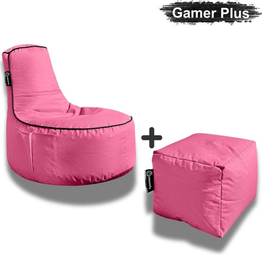 Casacomfy Zitzak Stoel Binnenshuis Buitenshuis Waterbestendig Zitzak met Ontwerp+voetbankje Volwassenen & Kinderen Gamer Plus+ Collection Roze - Foto 2