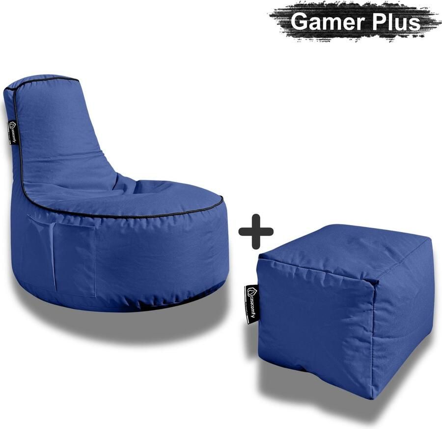 Casacomfy Zitzak Stoel Binnenshuis Buitenshuis Waterbestendig Zitzak met Ontwerp+voetbankje Volwassenen & Kinderen Gamer Plus+ Collection Blauw - Foto 2