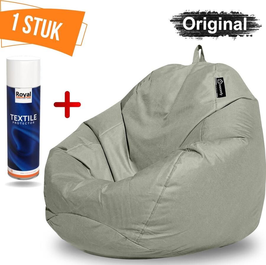 Casacomfy Zitzak+Royal Textile Protecor Spray Zitzak Stoel Volwassenen & Kinderen Pear Original Grijs