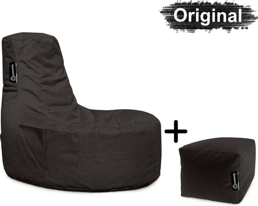 Casacomfy Gamer Original Zitzak Stoel Binnenshuis Buitenshuis Waterbestendig Zitzak met Ontwerp+voetbankje Zwart Volwassenen & Kinderen - Foto 2