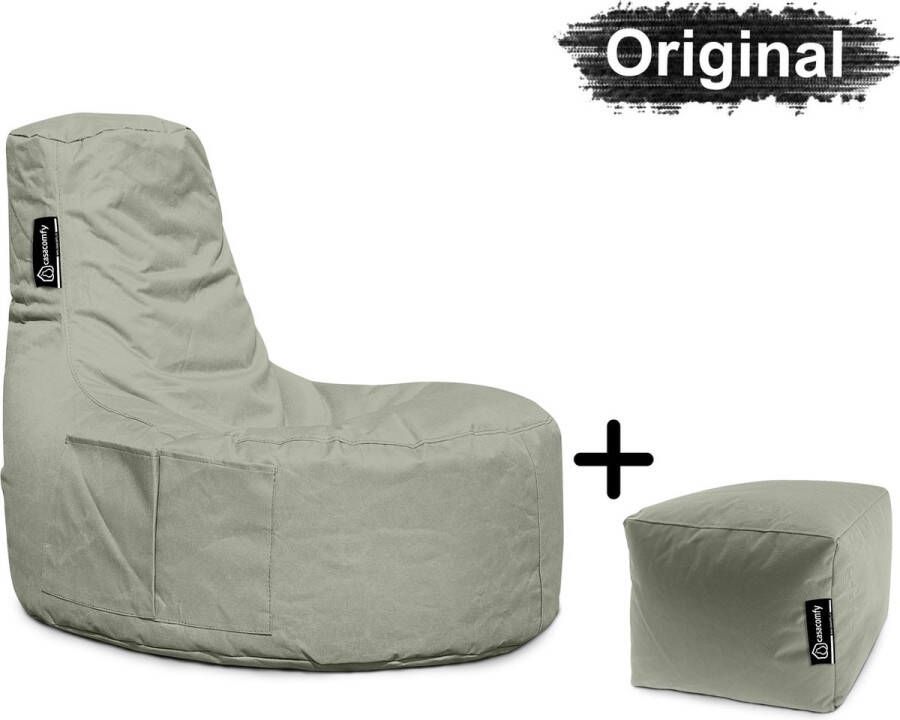 Casacomfy Gamer Original Zitzak Stoel Binnenshuis Buitenshuis Waterbestendig Zitzak met Ontwerp+voetbankje Grijs Volwassenen & Kinderen - Foto 2