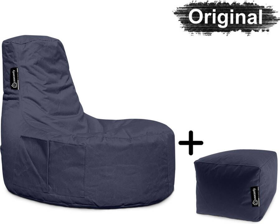 Casacomfy Gamer Original Zitzak Stoel Binnenshuis Buitenshuis Waterbestendig Zitzak met Ontwerp+voetbankje Donker Blauw Volwassenen & Kinderen - Foto 2