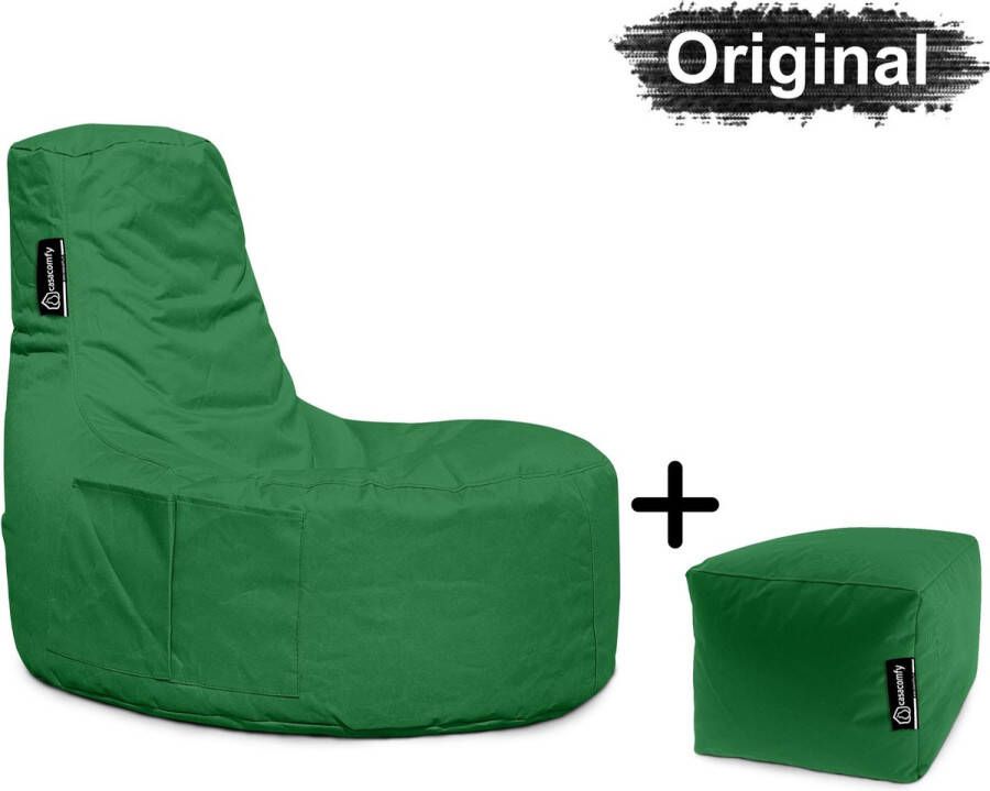 Casacomfy Gamer Original Zitzak Stoel Binnenshuis Buitenshuis Waterbestendig Zitzak met Ontwerp+voetbankje Groen Volwassenen & Kinderen - Foto 2