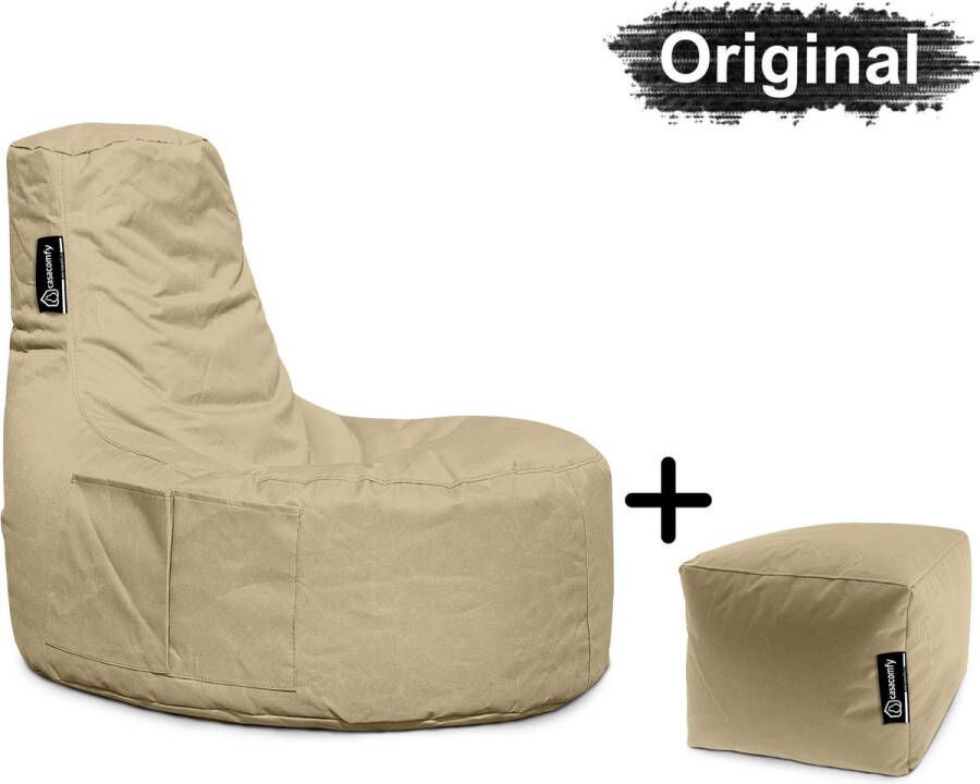 Casacomfy Gamer Original Zitzak Stoel Binnenshuis Buitenshuis Waterbestendig Zitzak met Ontwerp+voetbankje Beige Volwassenen & Kinderen - Foto 2