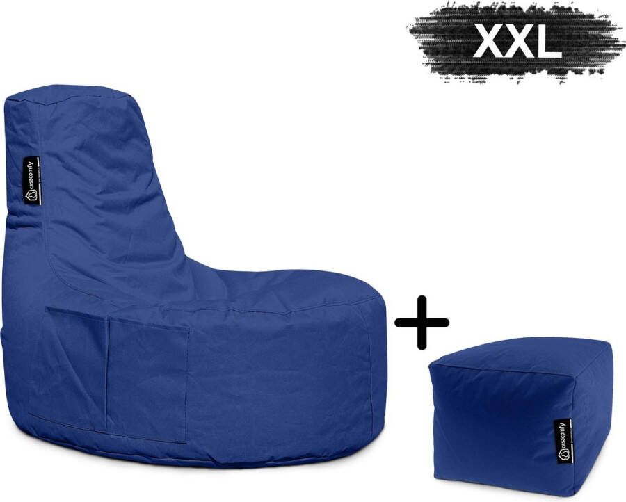 Casacomfy Gamer XXL Zitzak Stoel Binnenshuis Buitenshuis Waterbestendig Zitzak met Ontwerp+voetbankje Blauw Volwassenen & Kinderen - Foto 2