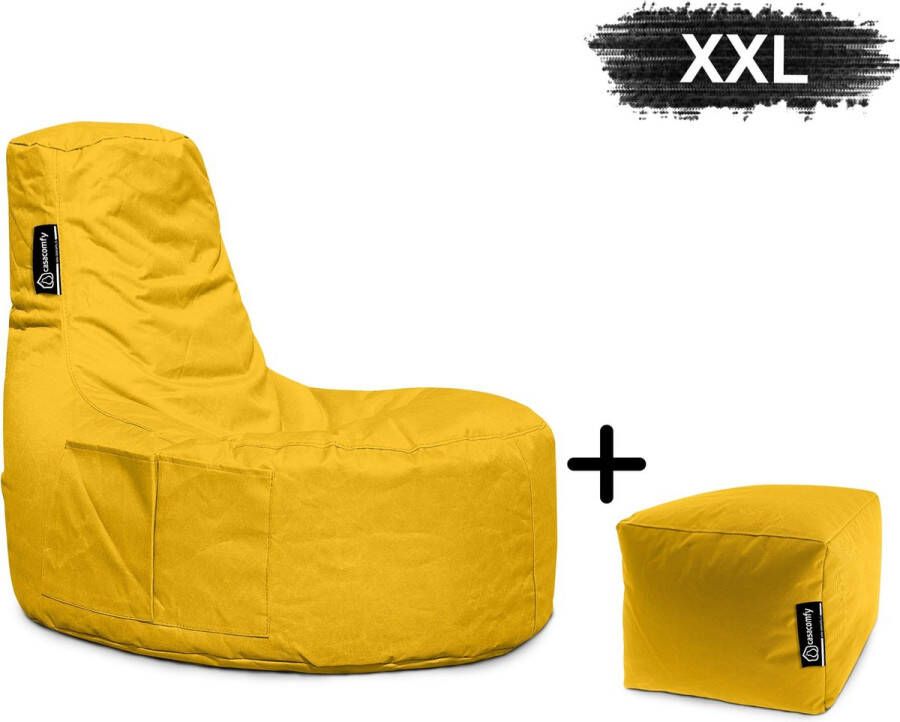 Casacomfy Gamer XXL Zitzak Stoel Binnenshuis Buitenshuis Waterbestendig Zitzak met Ontwerp+voetbankje Geel Volwassenen & Kinderen - Foto 2