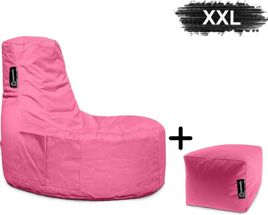 Casacomfy Gamer XXL Zitzak Stoel Binnenshuis Buitenshuis Waterbestendig Zitzak met Ontwerp+voetbankje Roze Volwassenen & Kinderen - Foto 2