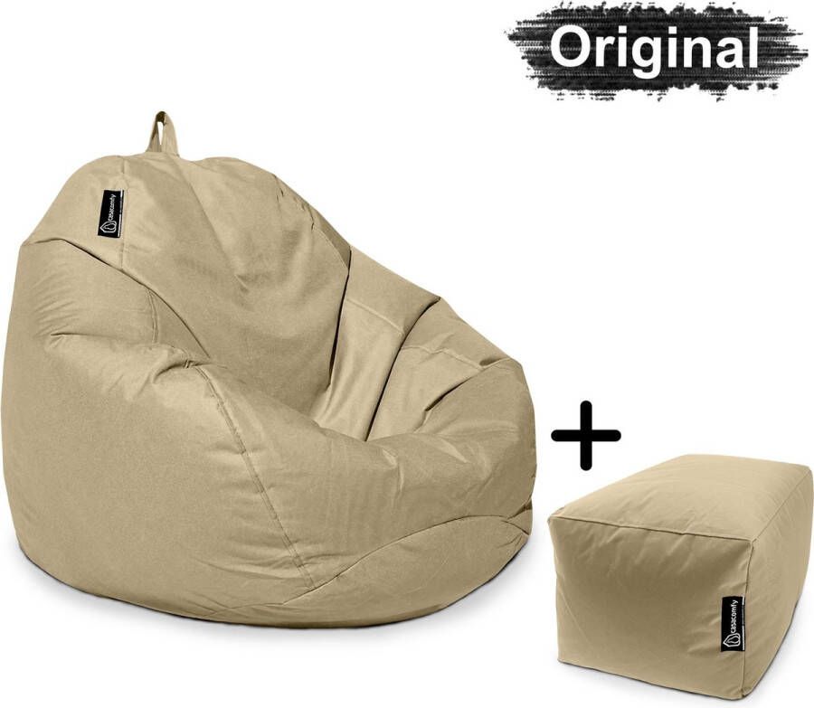 Casacomfy Pear Original Zitzak Stoel Binnenshuis Buitenshuis Waterbestendig Zitzak met Ontwerp+voetbankje Beige Volwassenen & Kinderen - Foto 2