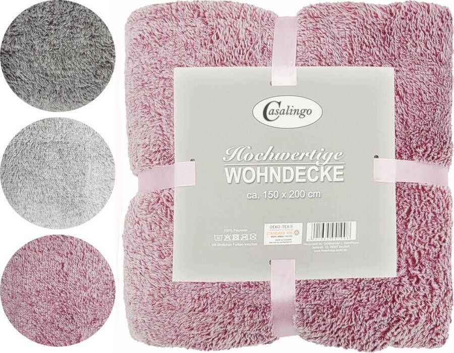 Casalingo Super Zachte Grote Fleece Deken 150 x 200 cm in 3 Kleuren Mooie warme Deken voor op de Bank Bed of Woonkamer Decoratie 150 x 200 cm Zacht Roze